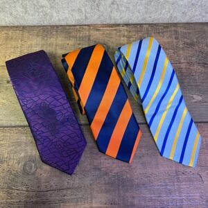 Mens Neck Ties Lot 3 100% Silk Twenty Dollar Ties‎ Blue Orange Purple Colorful